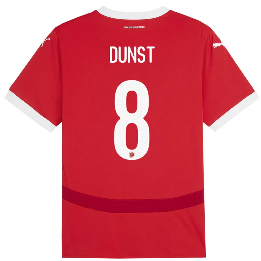 Danxen Niño Camiseta Austria Barbara Dunst #8 Rojo 1ª Equipación 24-26 La Camisa