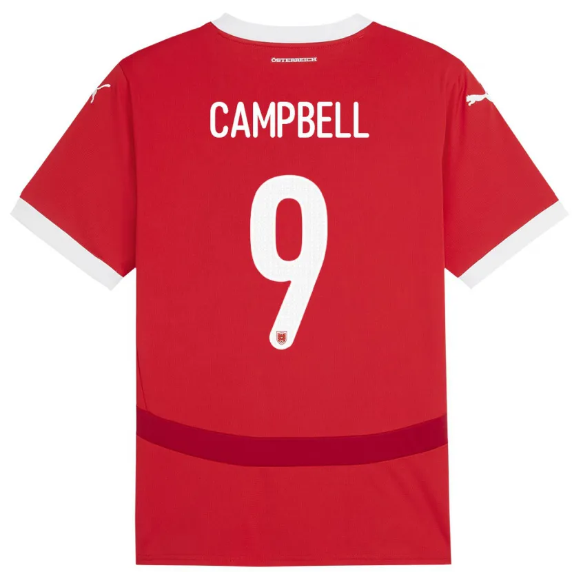 Danxen Niño Camiseta Austria Eileen Campbell #9 Rojo 1ª Equipación 24-26 La Camisa