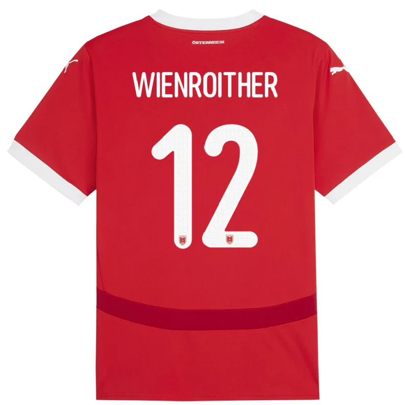 Danxen Niño Camiseta Austria Laura Wienroither #12 Rojo 1ª Equipación 24-26 La Camisa