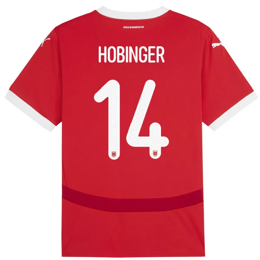 Danxen Niño Camiseta Austria Marie Höbinger #14 Rojo 1ª Equipación 24-26 La Camisa