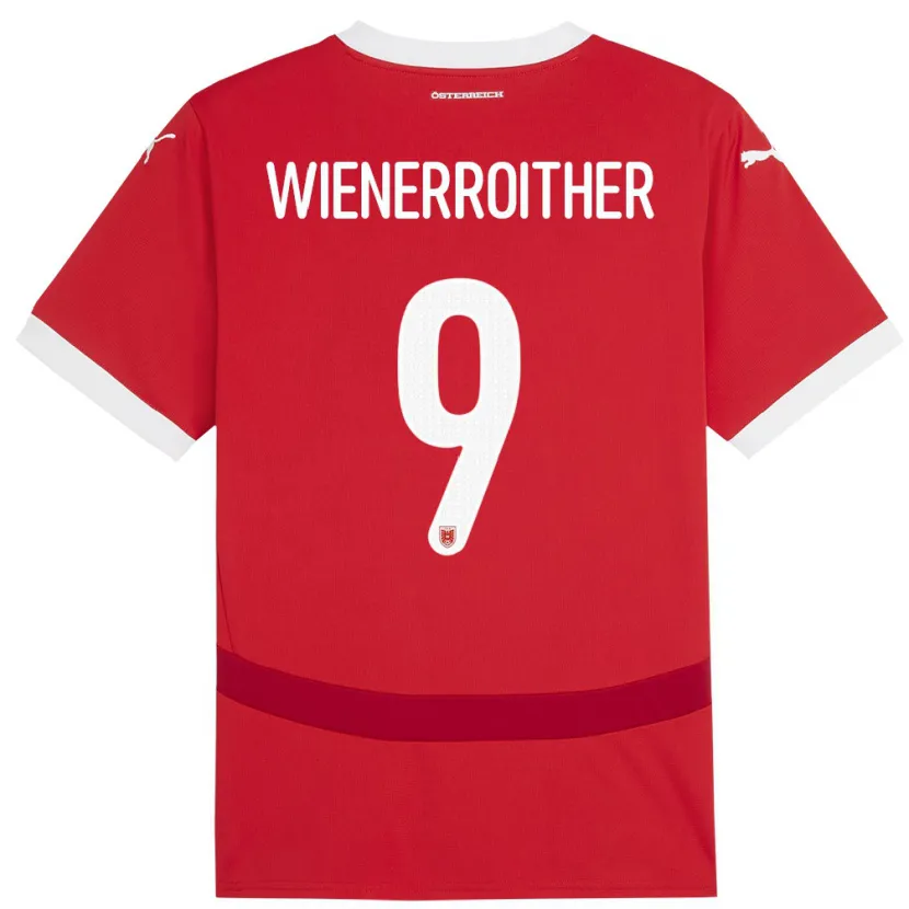 Danxen Niño Camiseta Austria Katja Wienerroither #9 Rojo 1ª Equipación 24-26 La Camisa