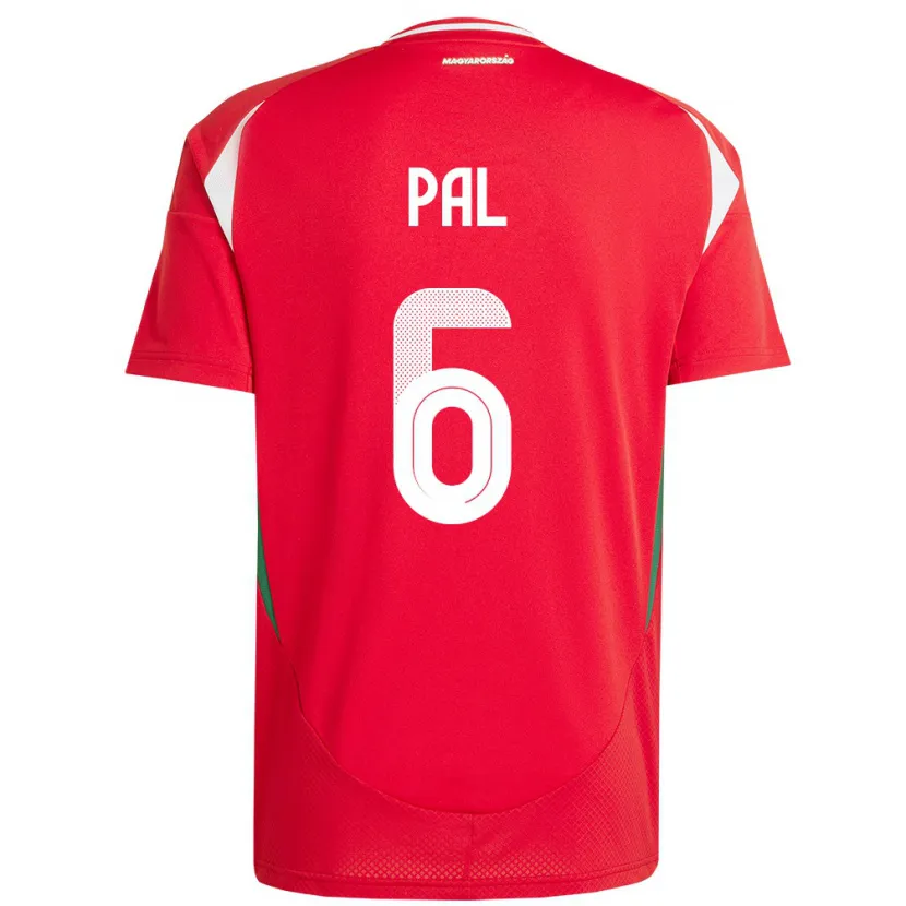 Danxen Niño Camiseta Hungría Barna Pál #6 Rojo 1ª Equipación 24-26 La Camisa