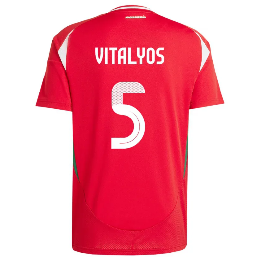 Danxen Niño Camiseta Hungría Viktor Vitályos #5 Rojo 1ª Equipación 24-26 La Camisa