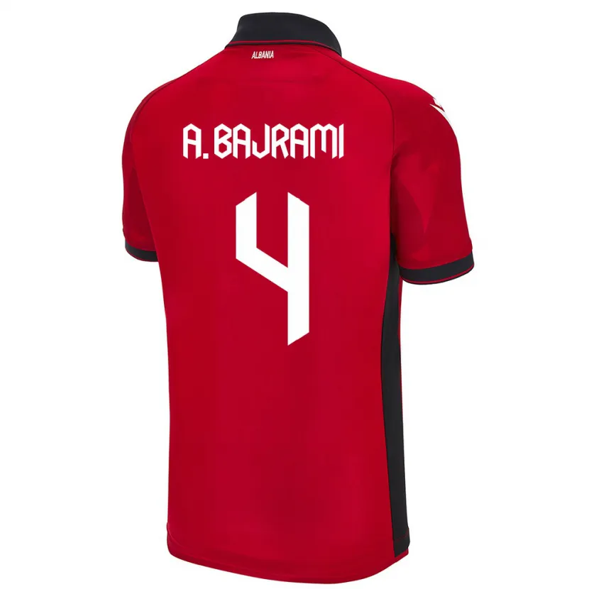 Danxen Niño Camiseta Albania Adrian Bajrami #4 Rojo 1ª Equipación 24-26 La Camisa