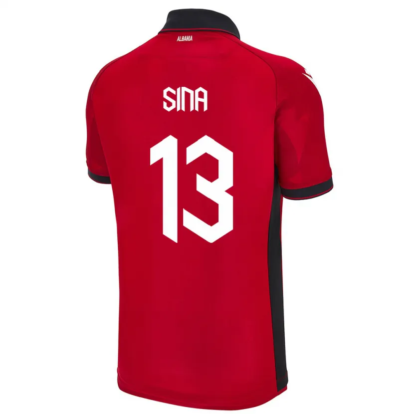 Danxen Niño Camiseta Albania Samuele Sina #13 Rojo 1ª Equipación 24-26 La Camisa