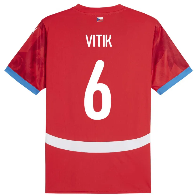 Danxen Niño Camiseta Chequia Martin Vitík #6 Rojo 1ª Equipación 24-26 La Camisa