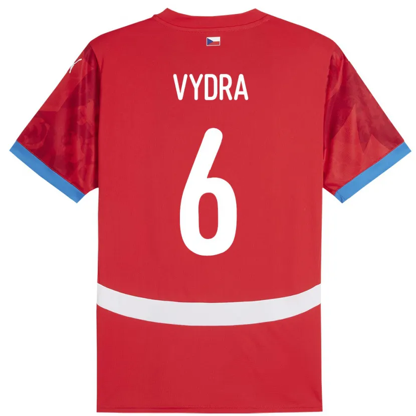 Danxen Niño Camiseta Chequia Patrik Vydra #6 Rojo 1ª Equipación 24-26 La Camisa