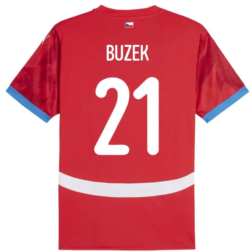 Danxen Niño Camiseta Chequia Alexandr Buzek #21 Rojo 1ª Equipación 24-26 La Camisa