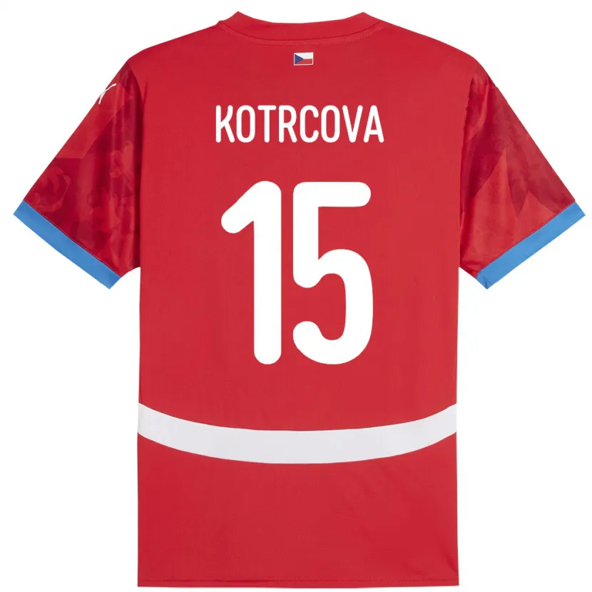 Danxen Niño Camiseta Chequia Kateřina Kotrčová #15 Rojo 1ª Equipación 24-26 La Camisa