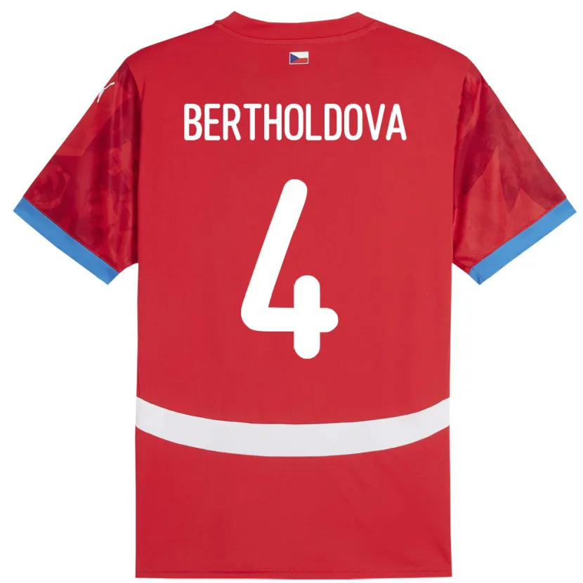 Danxen Niño Camiseta Chequia Petra Bertholdová #4 Rojo 1ª Equipación 24-26 La Camisa