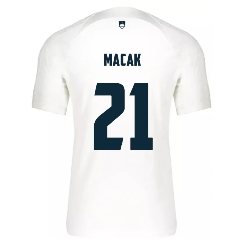 Danxen Niño Camiseta Eslovenia Lucas Macak #21 Blanco 1ª Equipación 24-26 La Camisa