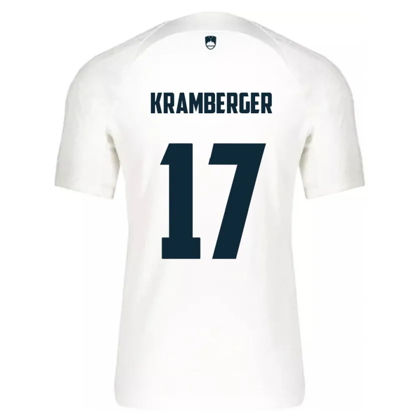 Danxen Niño Camiseta Eslovenia Enej Kramberger #17 Blanco 1ª Equipación 24-26 La Camisa
