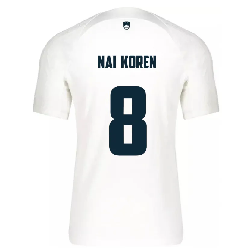 Danxen Niño Camiseta Eslovenia Tian Nai Koren #8 Blanco 1ª Equipación 24-26 La Camisa