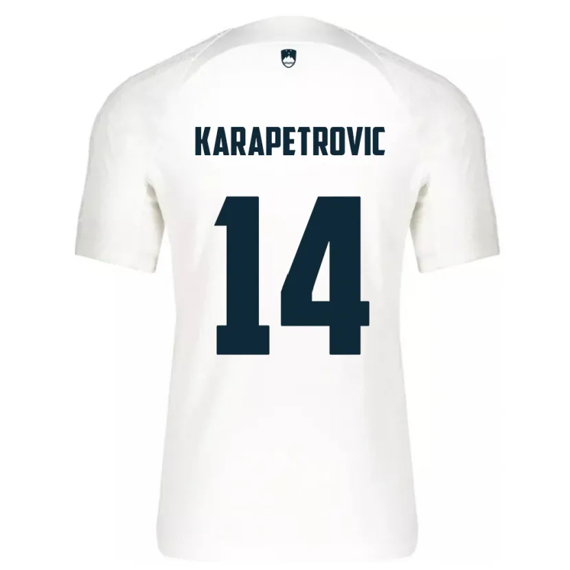 Danxen Niño Camiseta Eslovenia Luka Karapetrovic #14 Blanco 1ª Equipación 24-26 La Camisa