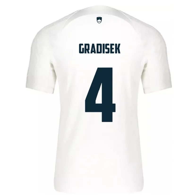 Danxen Niño Camiseta Eslovenia Sara Gradišek #4 Blanco 1ª Equipación 24-26 La Camisa