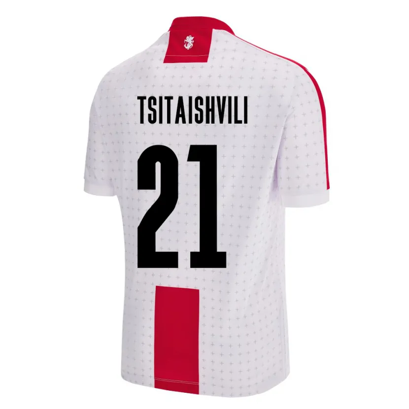 Danxen Niño Camiseta Georgia Georgiy Tsitaishvili #21 Blanco 1ª Equipación 24-26 La Camisa
