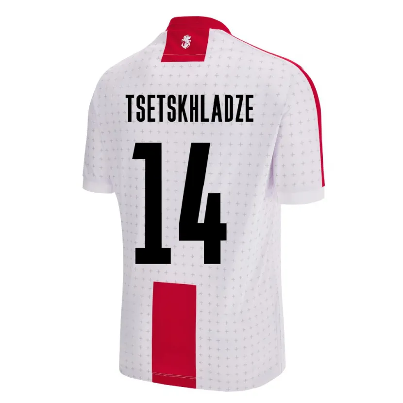 Danxen Niño Camiseta Georgia Nikoloz Tsetskhladze #14 Blanco 1ª Equipación 24-26 La Camisa