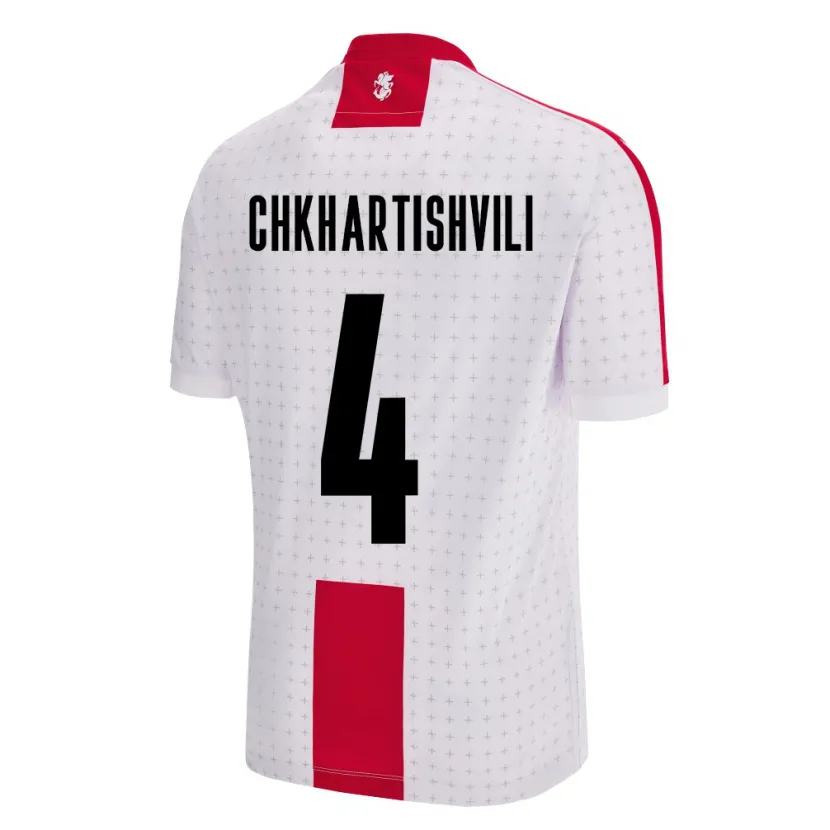 Danxen Niño Camiseta Georgia Nino Chkhartishvili #4 Blanco 1ª Equipación 24-26 La Camisa
