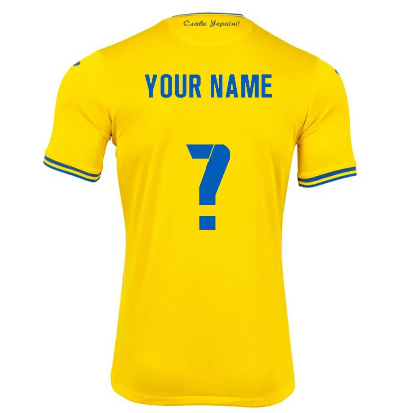 Danxen Niño Camiseta Ucrania Su Nombre #0 Amarillo 1ª Equipación 24-26 La Camisa