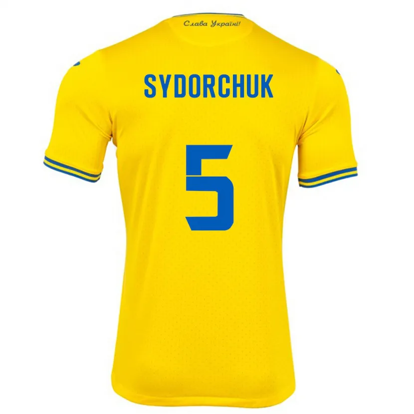 Danxen Niño Camiseta Ucrania Sergiy Sydorchuk #5 Amarillo 1ª Equipación 24-26 La Camisa