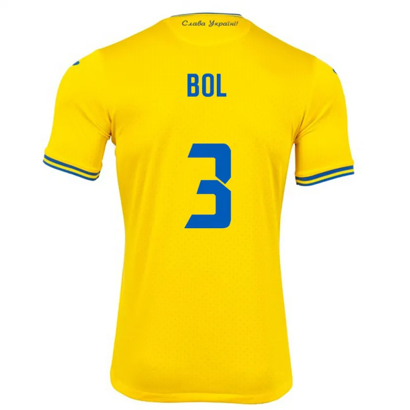 Danxen Niño Camiseta Ucrania Anton Bol #3 Amarillo 1ª Equipación 24-26 La Camisa