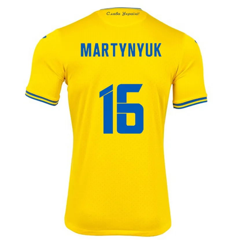 Danxen Niño Camiseta Ucrania Oleksandr Martynyuk #16 Amarillo 1ª Equipación 24-26 La Camisa