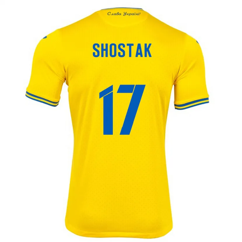 Danxen Niño Camiseta Ucrania Denys Shostak #17 Amarillo 1ª Equipación 24-26 La Camisa