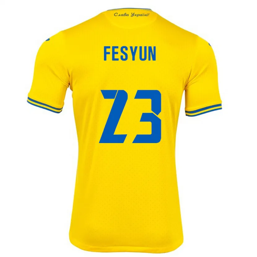 Danxen Niño Camiseta Ucrania Kiril Fesyun #23 Amarillo 1ª Equipación 24-26 La Camisa