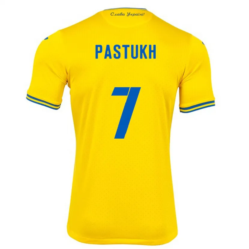 Danxen Niño Camiseta Ucrania Yevgeniy Pastukh #7 Amarillo 1ª Equipación 24-26 La Camisa