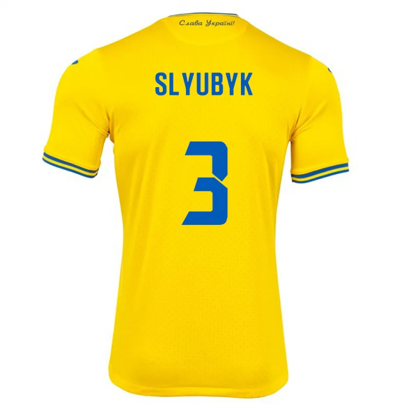 Danxen Niño Camiseta Ucrania Bogdan Slyubyk #3 Amarillo 1ª Equipación 24-26 La Camisa