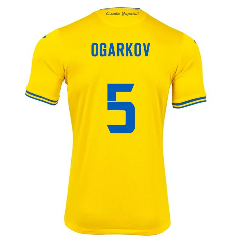 Danxen Niño Camiseta Ucrania Mykola Ogarkov #5 Amarillo 1ª Equipación 24-26 La Camisa