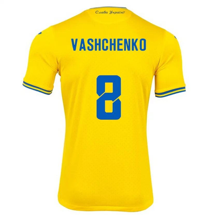 Danxen Niño Camiseta Ucrania Daniil Vashchenko #8 Amarillo 1ª Equipación 24-26 La Camisa