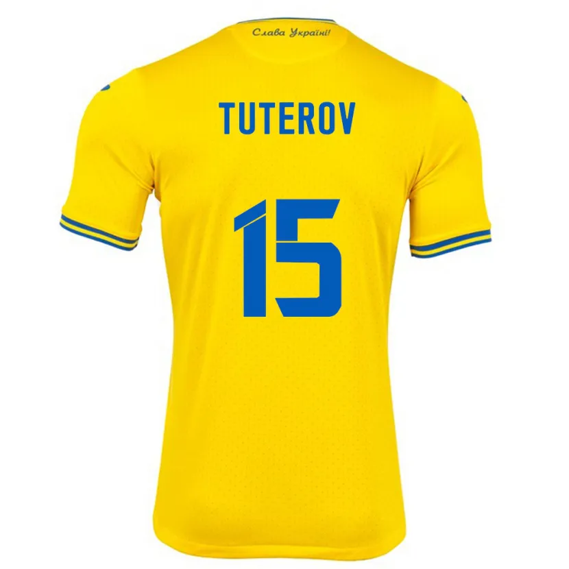Danxen Niño Camiseta Ucrania Timur Tuterov #15 Amarillo 1ª Equipación 24-26 La Camisa