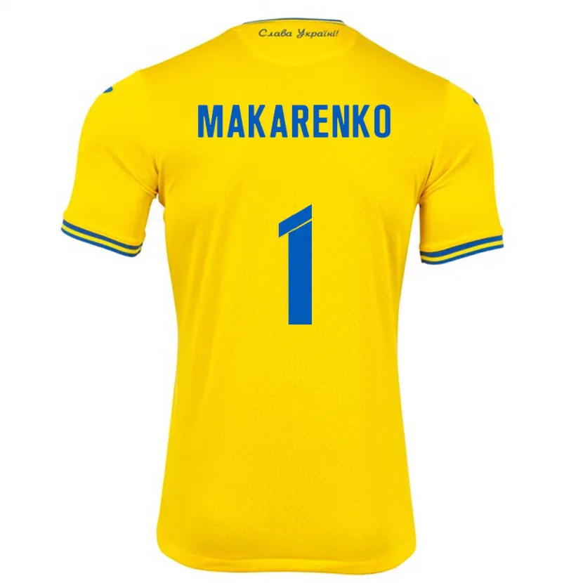 Danxen Niño Camiseta Ucrania Nazar Makarenko #1 Amarillo 1ª Equipación 24-26 La Camisa