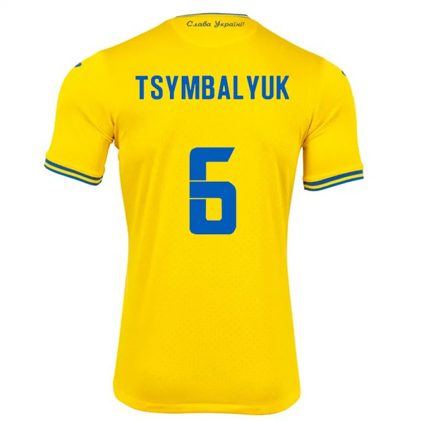 Danxen Niño Camiseta Ucrania Maksym Tsymbalyuk #6 Amarillo 1ª Equipación 24-26 La Camisa