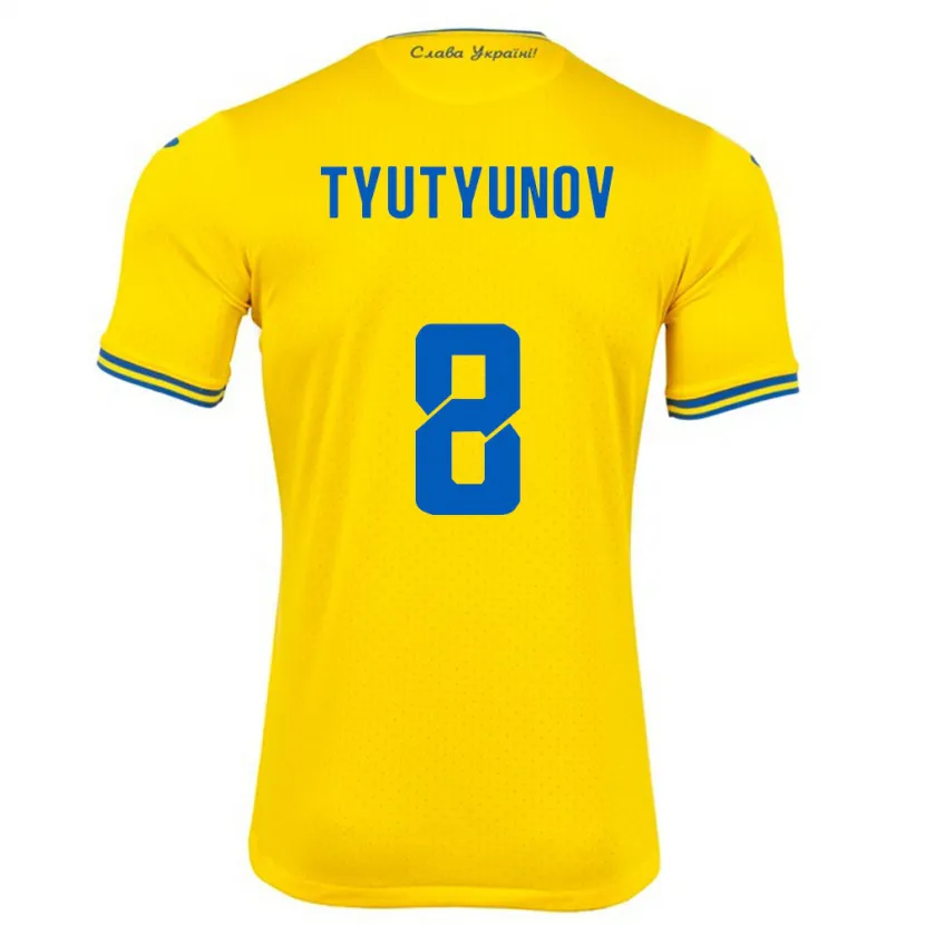 Danxen Niño Camiseta Ucrania Vladyslav Tyutyunov #8 Amarillo 1ª Equipación 24-26 La Camisa