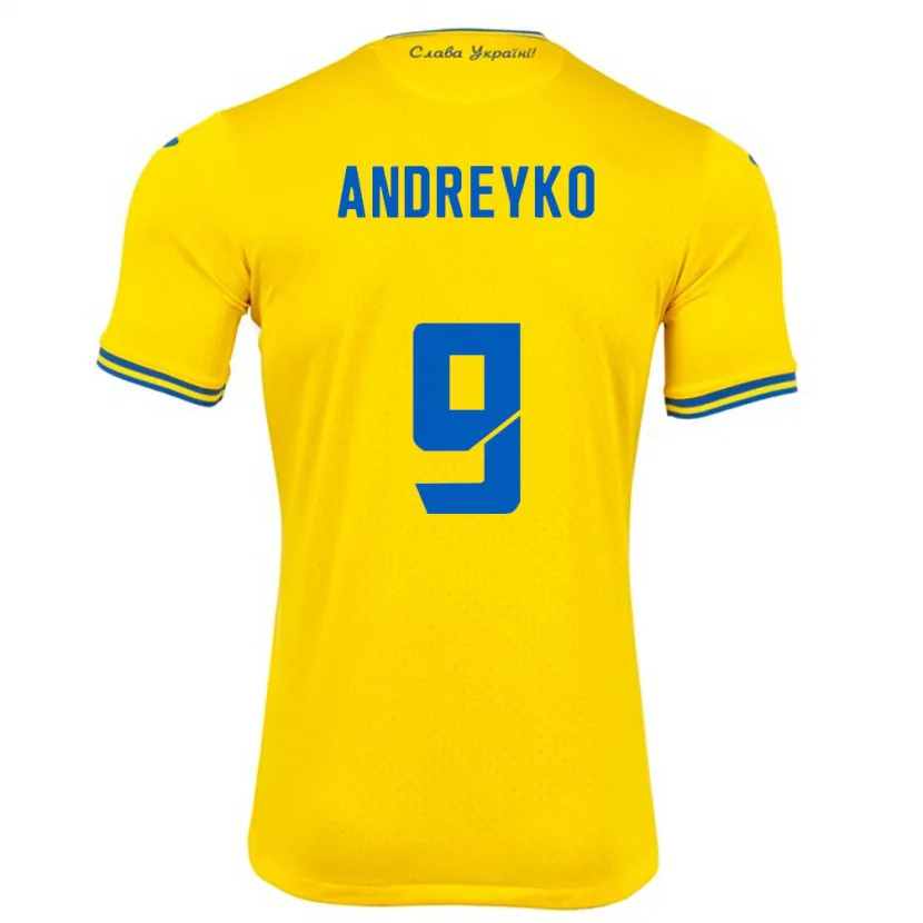 Danxen Niño Camiseta Ucrania Ivan Andreyko #9 Amarillo 1ª Equipación 24-26 La Camisa
