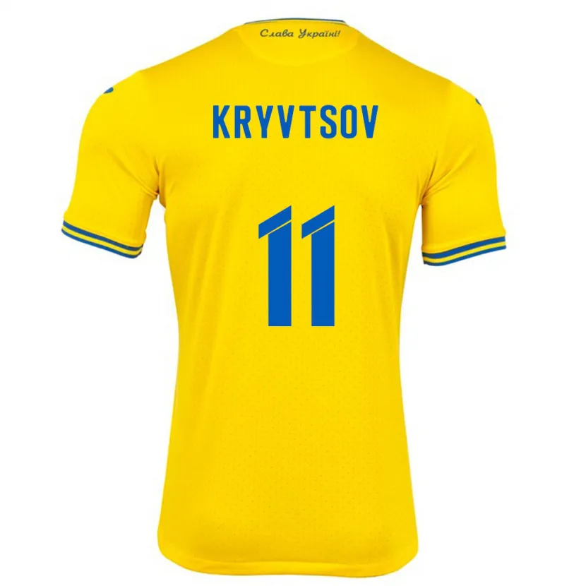 Danxen Niño Camiseta Ucrania Nikita Kryvtsov #11 Amarillo 1ª Equipación 24-26 La Camisa