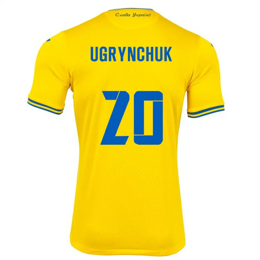 Danxen Niño Camiseta Ucrania Artem Ugrynchuk #20 Amarillo 1ª Equipación 24-26 La Camisa