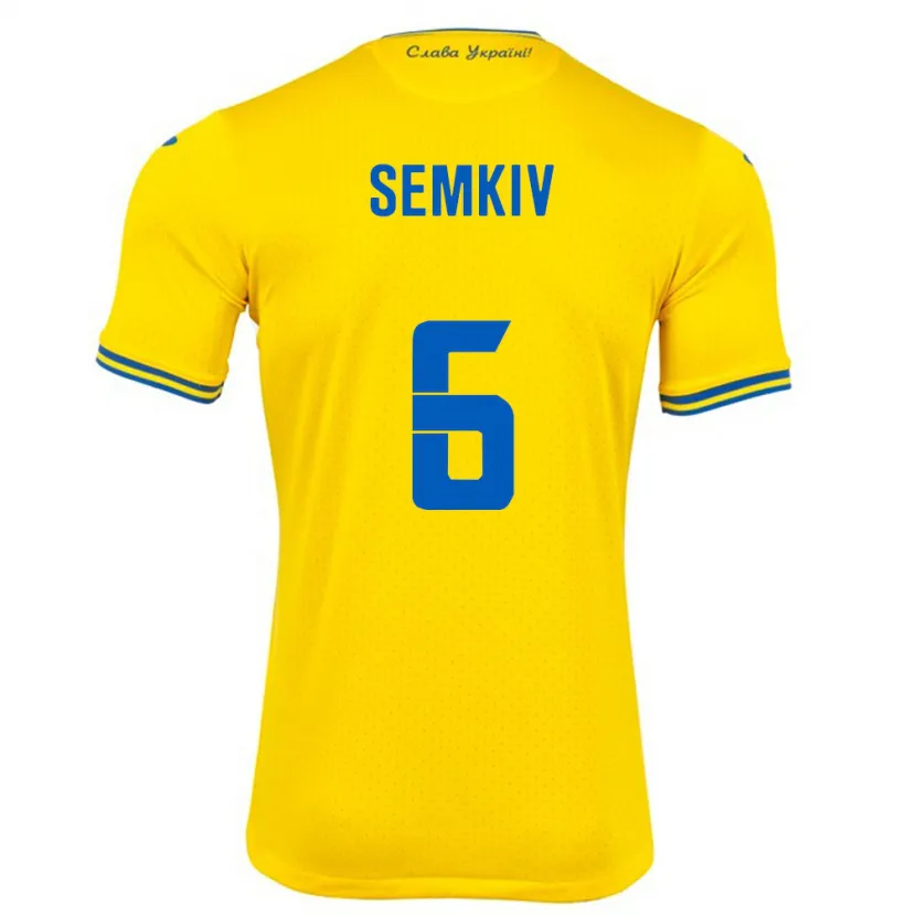 Danxen Niño Camiseta Ucrania Dayana Semkiv #6 Amarillo 1ª Equipación 24-26 La Camisa