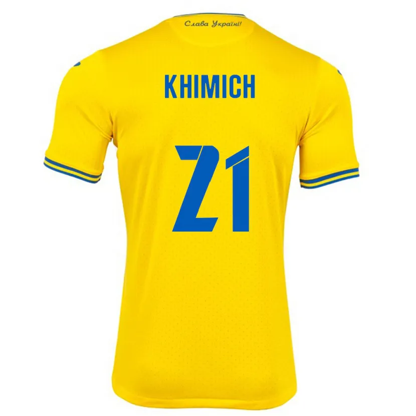 Danxen Niño Camiseta Ucrania Tamila Khimich #21 Amarillo 1ª Equipación 24-26 La Camisa