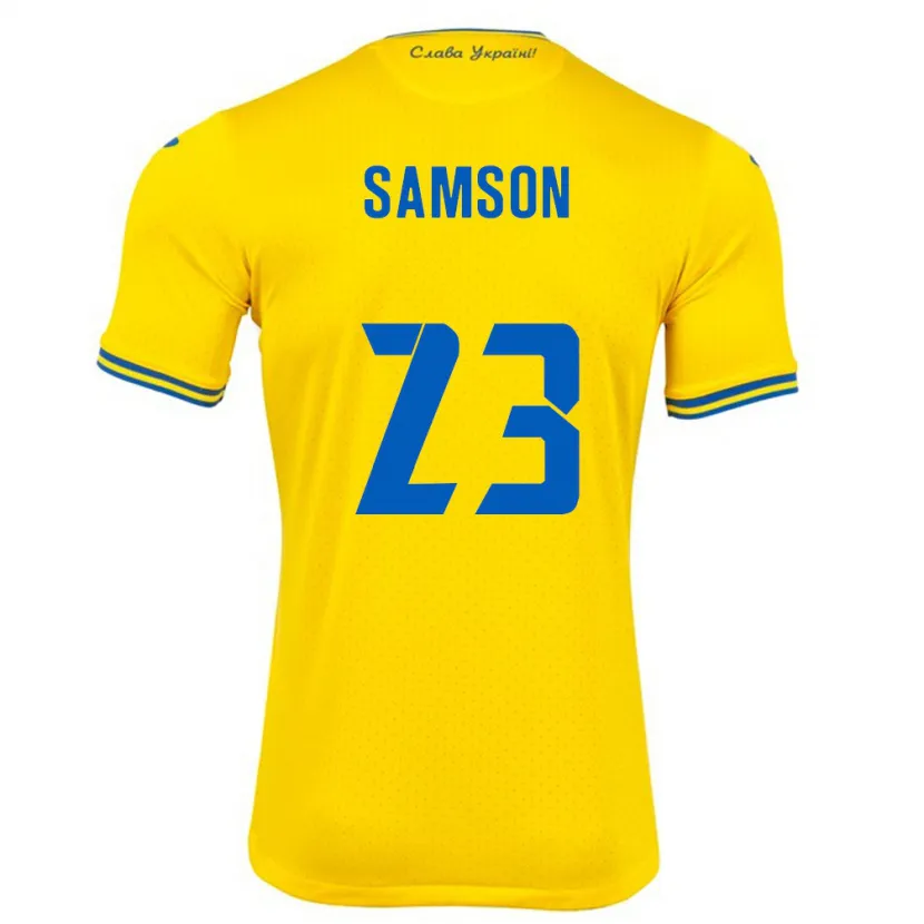 Danxen Niño Camiseta Ucrania Kateryna Samson #23 Amarillo 1ª Equipación 24-26 La Camisa
