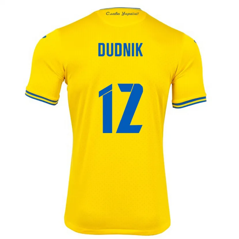 Danxen Niño Camiseta Ucrania Marina Dudnik #12 Amarillo 1ª Equipación 24-26 La Camisa