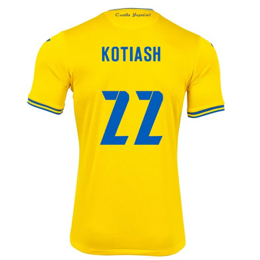 Danxen Niño Camiseta Ucrania Iryna Kotiash #22 Amarillo 1ª Equipación 24-26 La Camisa