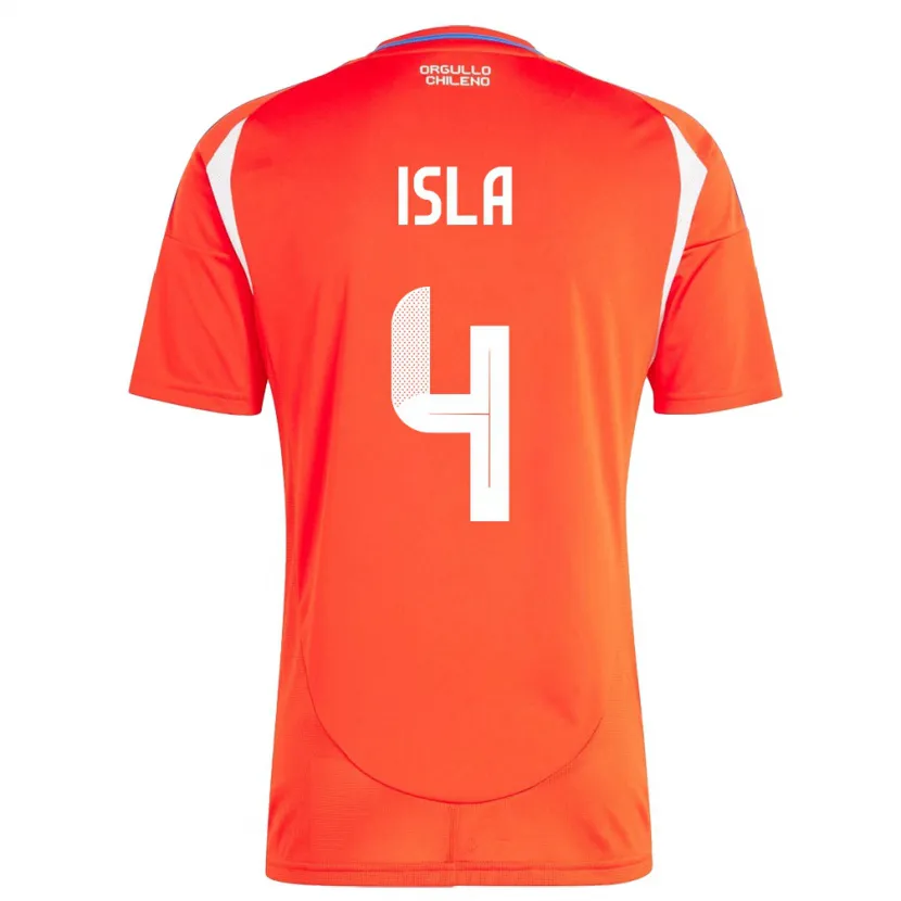 Danxen Niño Camiseta Chile Mauricio Isla #4 Rojo 1ª Equipación 24-26 La Camisa