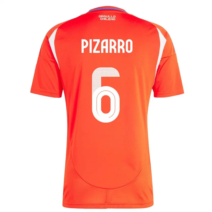 Danxen Niño Camiseta Chile Vicente Pizarro #6 Rojo 1ª Equipación 24-26 La Camisa