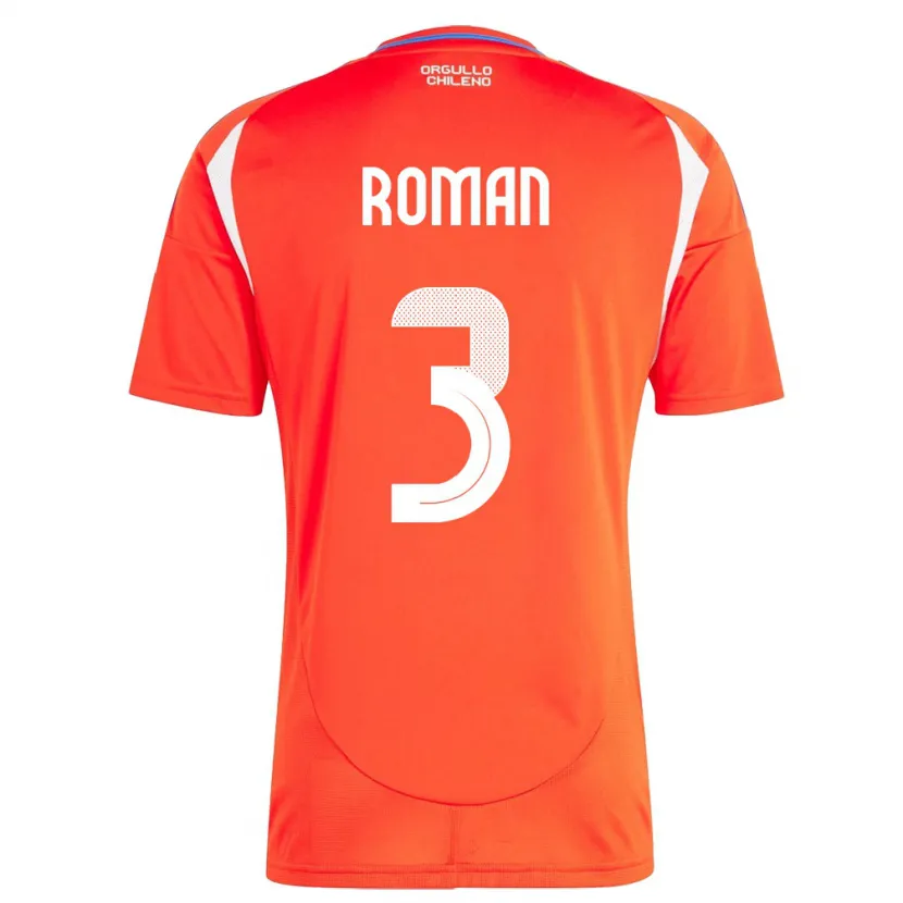 Danxen Niño Camiseta Chile Iván Román #3 Rojo 1ª Equipación 24-26 La Camisa