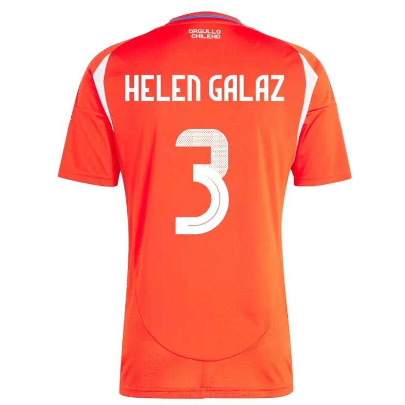Danxen Niño Camiseta Chile Su Helen Galaz #3 Rojo 1ª Equipación 24-26 La Camisa