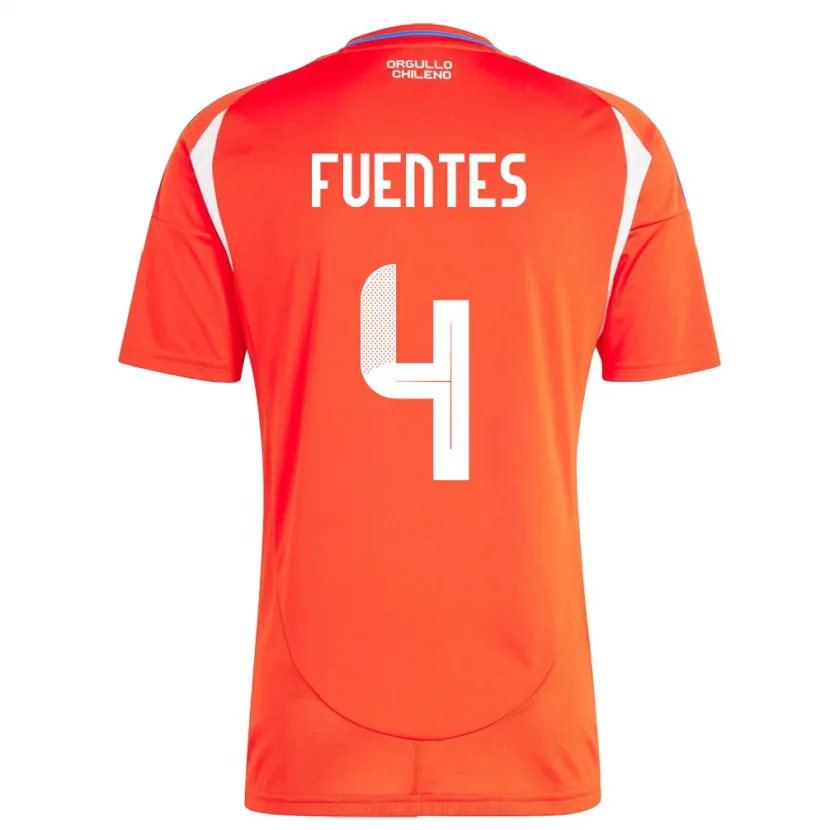 Danxen Niño Camiseta Chile Karen Fuentes #4 Rojo 1ª Equipación 24-26 La Camisa