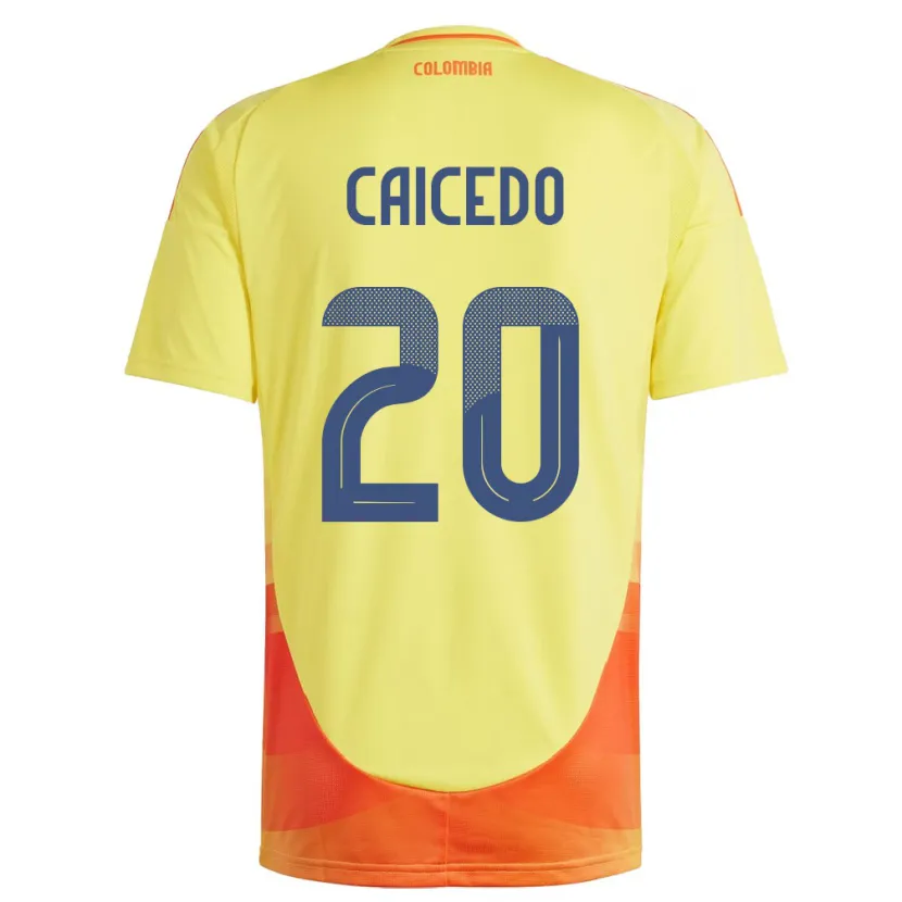 Danxen Niño Camiseta Colombia Brayan Caicedo #20 Amarillo 1ª Equipación 24-26 La Camisa